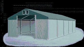 Garážový stan 6x10x3m strecha PVC 560g/m2 boky PVC 500g/m2 konštrukcia ZIMA Zelená Šedá Šedé