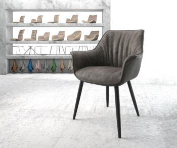 Jedálenská stolička Keila-Flex s podrúčkami antracitová vintage zúžená