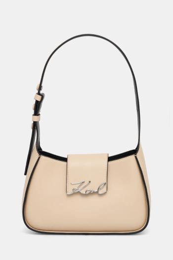 Kožená kabelka Karl Lagerfeld béžová farba, A1W30149