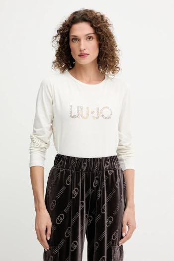 Tričko s dlhým rukávom Liu Jo béžová farba, TF5300.JS003