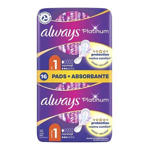 ALWAYS Platinum Normal veľ.1 Hygienické vložky s krídelkami 16 kusov