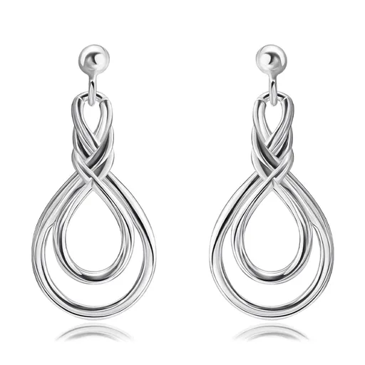 Náušnice zo striebra 925 - dvojitá slučka, prepletené ramená, puzetky