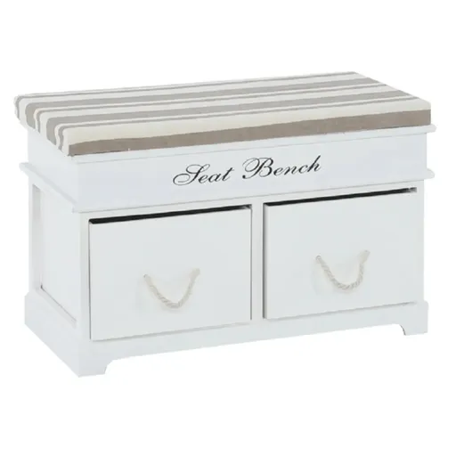 Kondela Lavica s vankúšom, SEAT BENCH 1 NEW, 2 šuplíky, biela/svetlohnedá