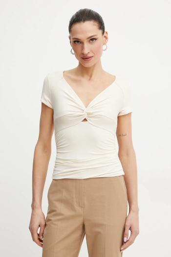 Tričko Guess CHARLOTTE dámske, béžová farba, W5GP15 KACM2
