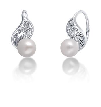 JwL Luxury Pearls Pôvabné strieborné náušnice s pravou bielou perlou JL0706