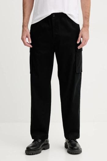 Nohavice Calvin Klein Jeans čierna farba, strih cargo, LV040EM616