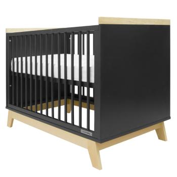 New Baby Crib Marcus cu barieră, negru / natural