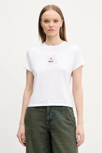 Bavlnené tričko Abercrombie & Fitch dámske, biela farba, KI157-5015