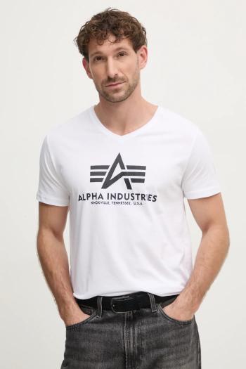 Tričko Alpha Industries pánske, biela farba, s potlačou, 106512