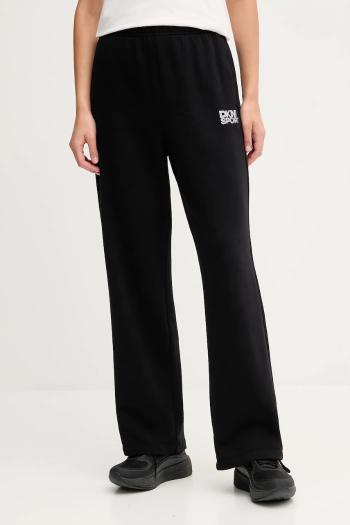 Bavlnené tepláky Dkny čierna farba, s nášivkou, DP5P3650