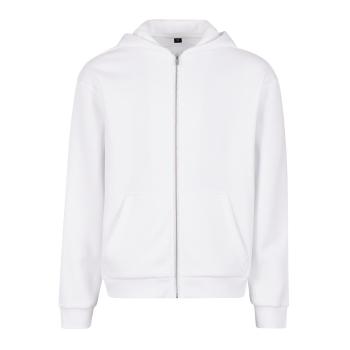 Build Your Brand Hebká pánska mikina na zips Fluffy - Biela | XL