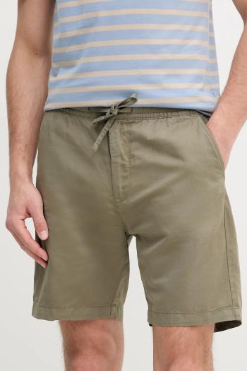 Ľanové šortky Pepe Jeans RELAXED LINEN SMART SHORTS zelená farba, PM801093