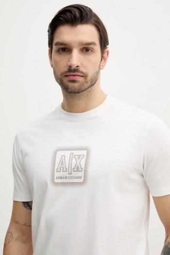 Bavlnené tričko Armani Exchange pánske, béžová farba, s potlačou, XM000545 AF10361