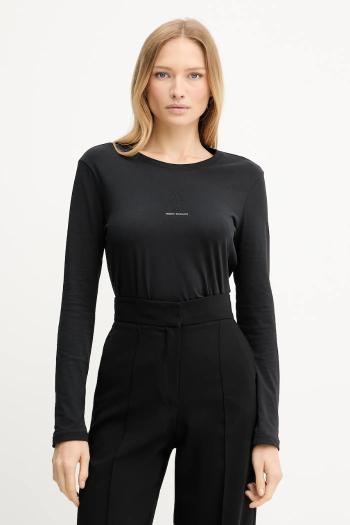 Bavlnené tričko s dlhým rukávom Armani Exchange čierna farba, XW001350 AF17172