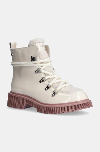 Členkové topánky GOE dámske, béžová farba, na plochom podpätku, zateplené, MM2N4083 WHITE