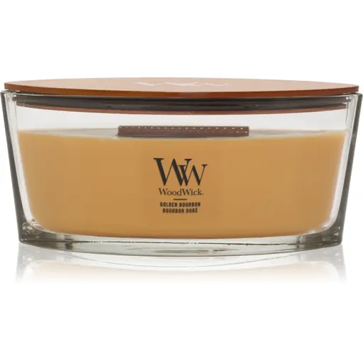 Woodwick Opulent Wood Golden Bourbon vonná sviečka s dreveným knotom (hearthwick) 453.6 g