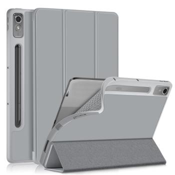 LEATHER Zaklápací kryt pre Lenovo Tab P12 šedý
