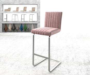 Barová stolička Luiga-Flex velvet pink konzolová základňa plochá