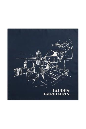 Hodvábna šatka Lauren Ralph Lauren tmavomodrá farba, vzorovaná, 454980724