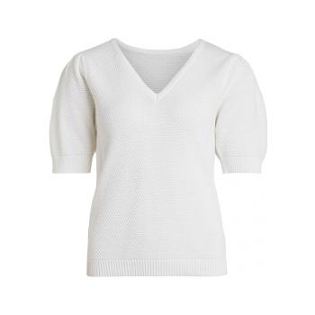 Vila  Knit Chassa Puff - Pristine  Svetre Biela