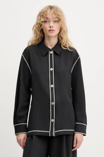 Košeľa Stine Goya čierna farba, regular, s klasickým golierom, SG-PF25-S029-2369