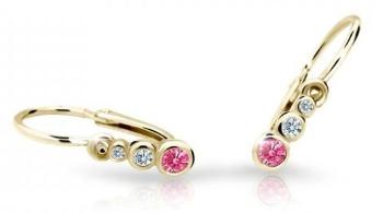 Cutie Jewellery Zlaté detské náušnice C2255-10-X-1 fuchsiová