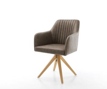Otočná stolička Greg-Flex taupe vintage z mikrovlákna s drevenou