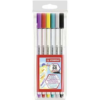 STABILO Pen 68 brush, 6 ks, puzdro (4006381546119)