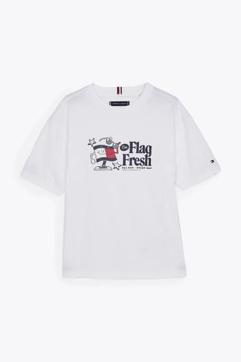 Detské bavlnené tričko Tommy Hilfiger biela farba, s potlačou, KB0KB09354