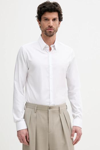 Košeľa Calvin Klein biela farba, slim, s klasickým golierom, LV019EU030