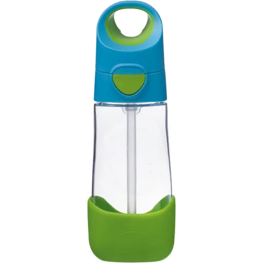B.Box Bottle with Straw fľaša s rúrkou Blue Green 450 ml