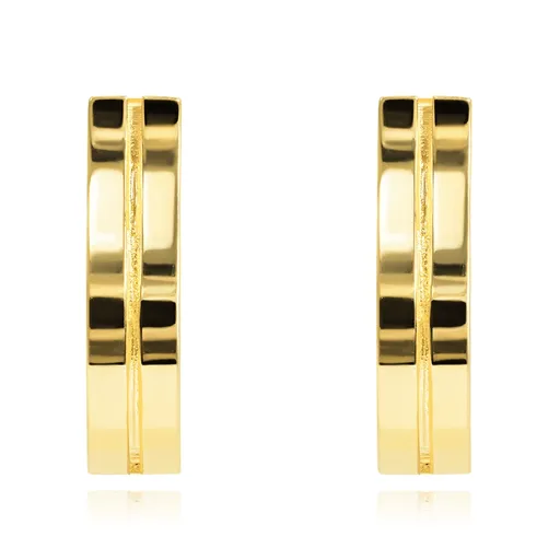 Zlaté náušnice 14K s dvojitým zvlnením a stredovou líniou