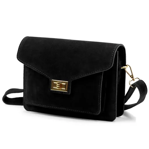 Malá dámska kabelka z brúsenej kože so zlatou prackou – elegantná a pevná