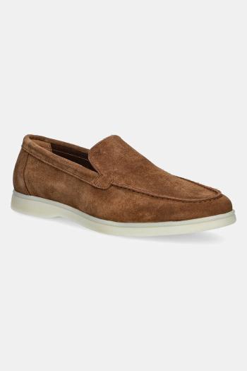 Semišové mokasíny Hackett London MARTIN SOFT pánske, hnedá farba, HMS21473