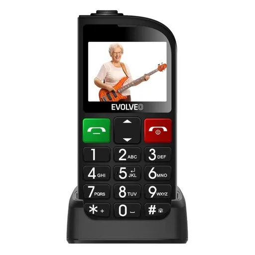 EVOLVEO Mobilný telefón pre seniorov s nabíjacím stojanom EasyPhone FL, čierna