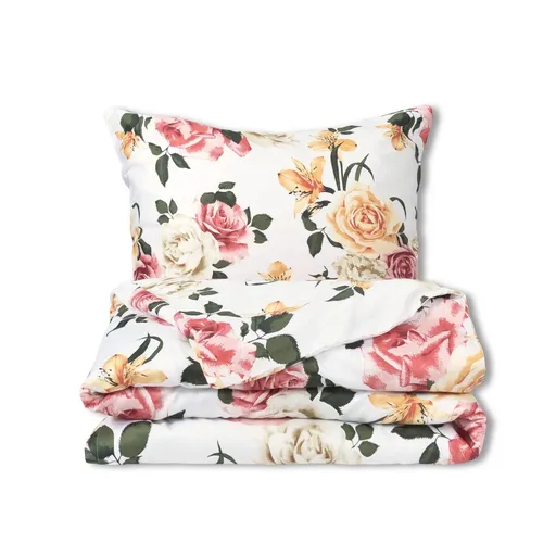 Matex Saténové obliečky Ruže s ľaliami, 140 x 200 cm, 70 x 90 cm