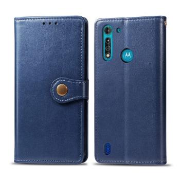 LEATHER BUCKLE Peňaženkový obal Motorola Moto G8 Power Lite modrý