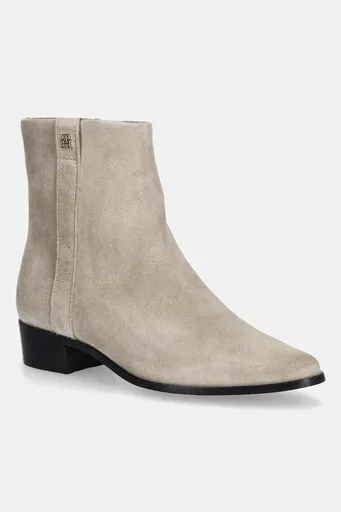 Semišové topánky Tommy Hilfiger TH SUEDE POINTY ZIP BOOTIE