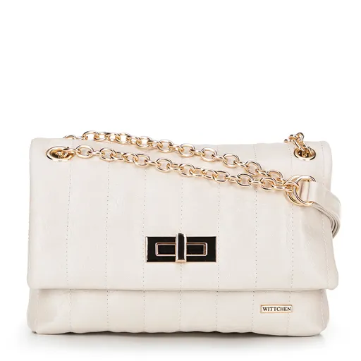 Dámska crossbody z ekokože dvojkomorová malá krémová 100-4Y-419-0