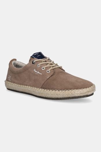 Semišové espadrilky Pepe Jeans TOURIST WEST zelená farba, PMS10336