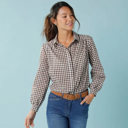 Košeľa s kockovanou potlačou pre nižšiu postavu