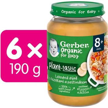 GERBER Organic 100 % rastlinný príkrm lahodná tekvica s fazuľkami a paštrnákom 6× 190 g (7613287939357)