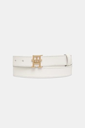 Kožený opasok Tommy Hilfiger biela farba, AW0AW17496