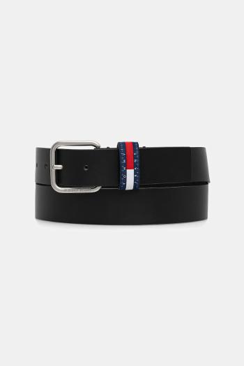 Kožený opasok Tommy Jeans čierna farba, AM0AM13688