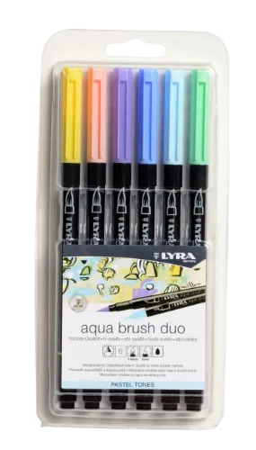 LYRA AQUA BRUSH DUO - Popisovače s dvomi hrotmi 6 ks (pastelové odtiene)