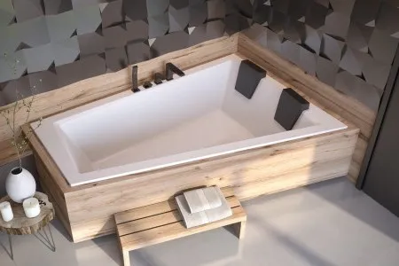 BESCO - Asymetrická vaňa INTIMA DUO SLIM - Nožičky k vani - S nožičkami, Rozmer vane - 170 × 125 cm, Spôsob prevedenia - Pravé VANINTID17SLIMP + OLVPINOZSTELID