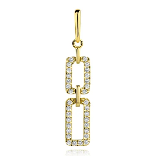 Zlatý prívesok 9K s dvojitým hranatým očkom a čírymi zirkónmi