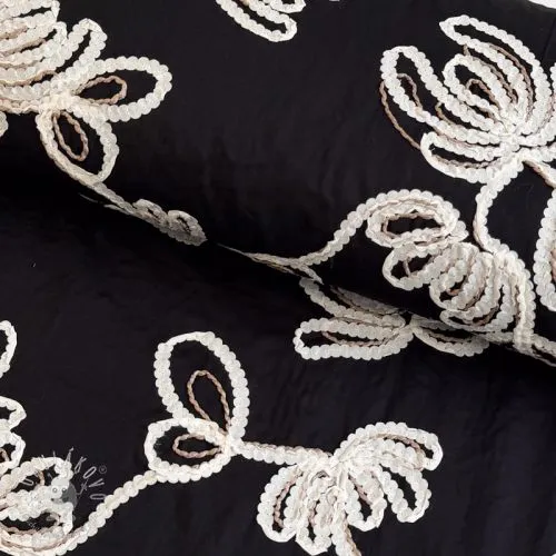 Bavlnená látka EMBROIDERY Loom En Light black