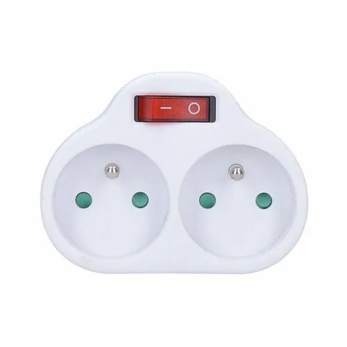 Solight Rozbočka s vypínačom 2-dielna, biela