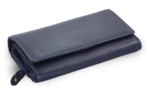 Modrá dámska listová kožená peňaženka s poklopom 511-2120-97
